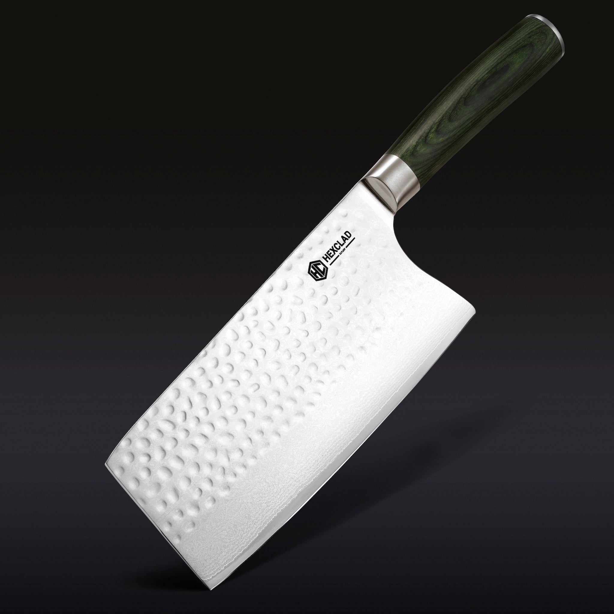 Damascus Steel Cleaver. 7 (Green)