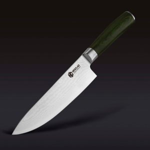 Damascus Steel Chef's Knife. 8 (Green)