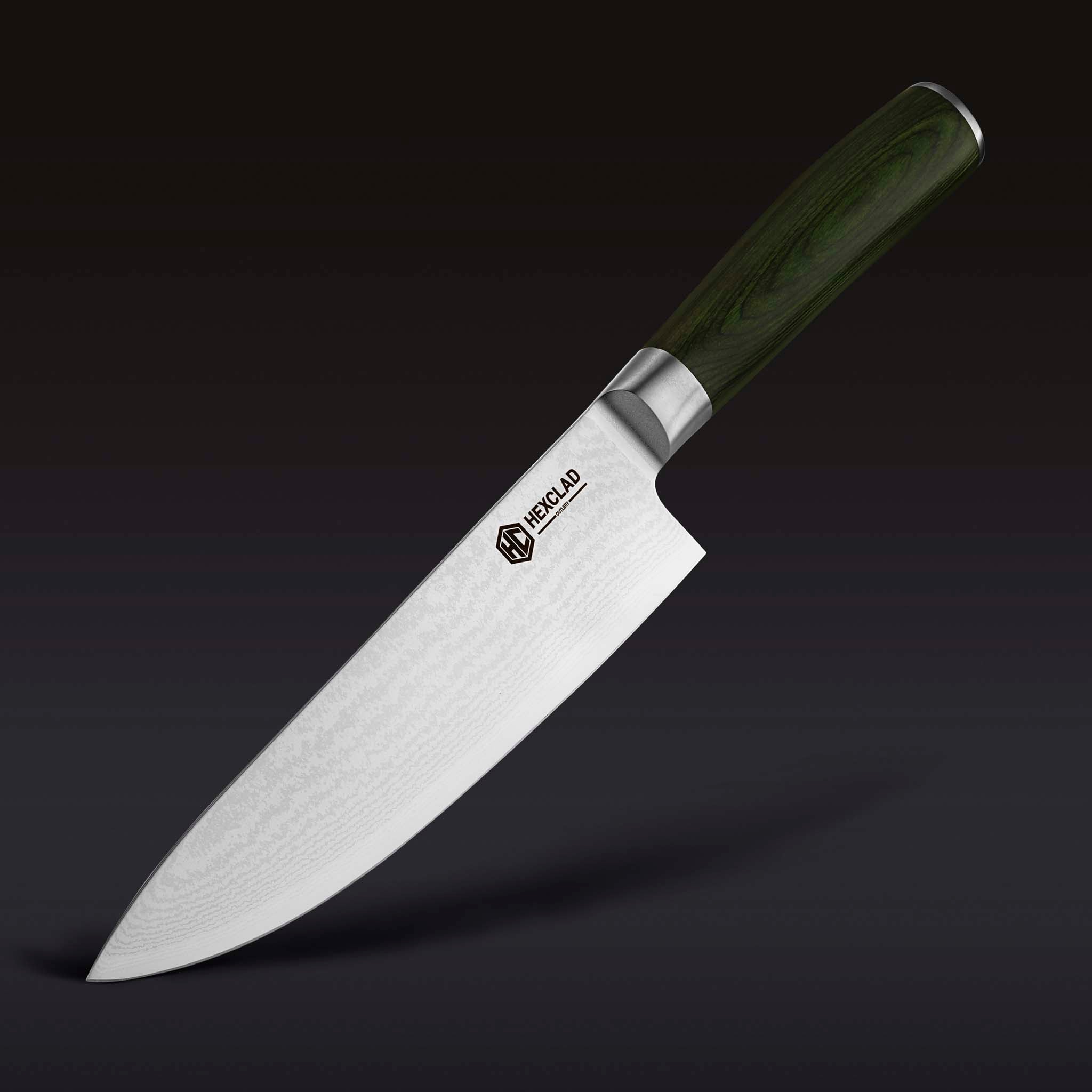 Damascus Steel Chef's Knife. 8 (Green)